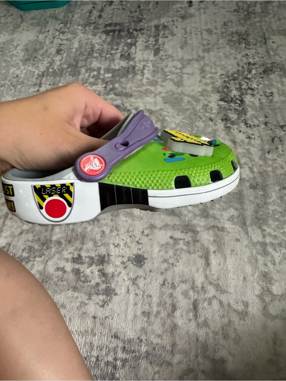CROCS Kids' Green and Purple Buzz Lightyear Clog Sandals